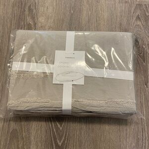 SOLD -Crate & Barrel Eyelash Fringe Full/ Queen Duvet Cover Grey